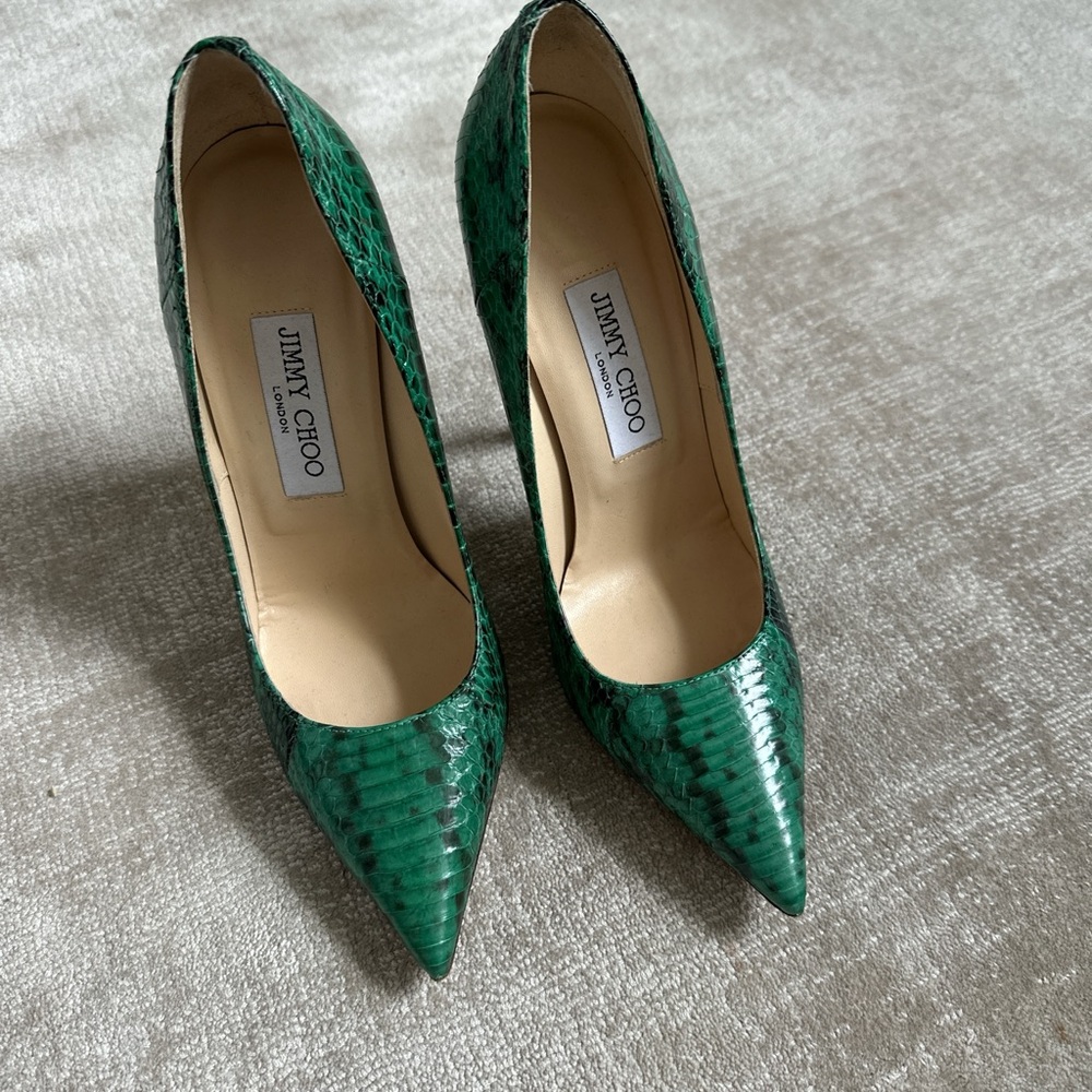 Jimmy Choo Green Snakeskin Pumps